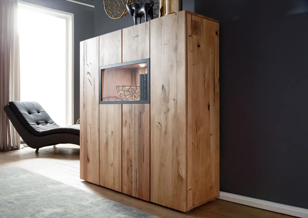 Massivmoebel24 Highboard FRANKFURT, Wild-/Zerreiche geölt 2