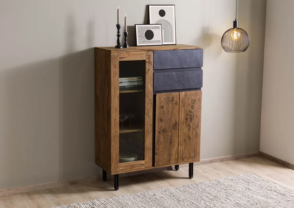 Massivmoebel24 Highboard LICHTENBERG, Sheesham natur 2