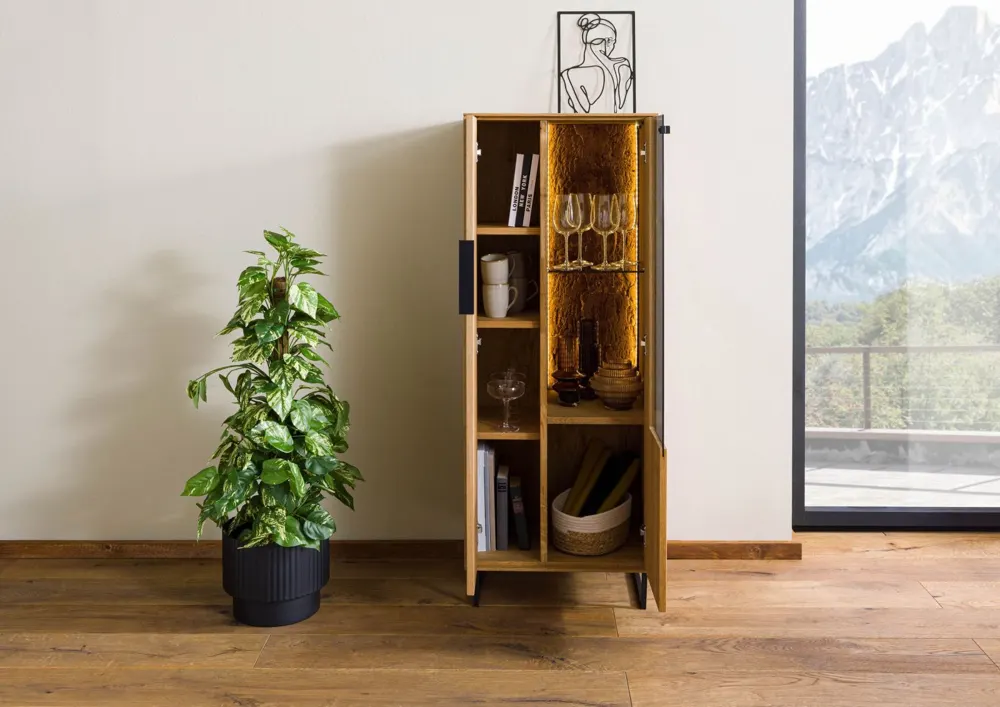 Massivmoebel24 Highboard LINDAU, Wildeiche natur geölt 3