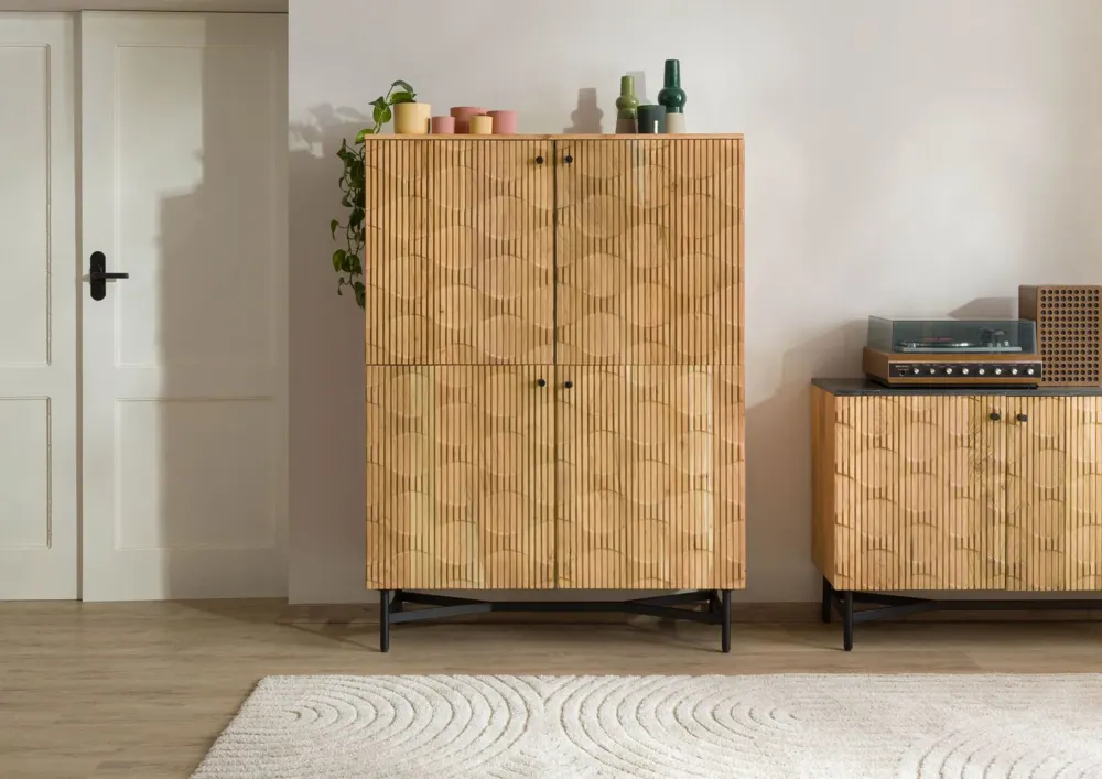 Massivmoebel24 Highboard LONDON, Akazie natur lackiert