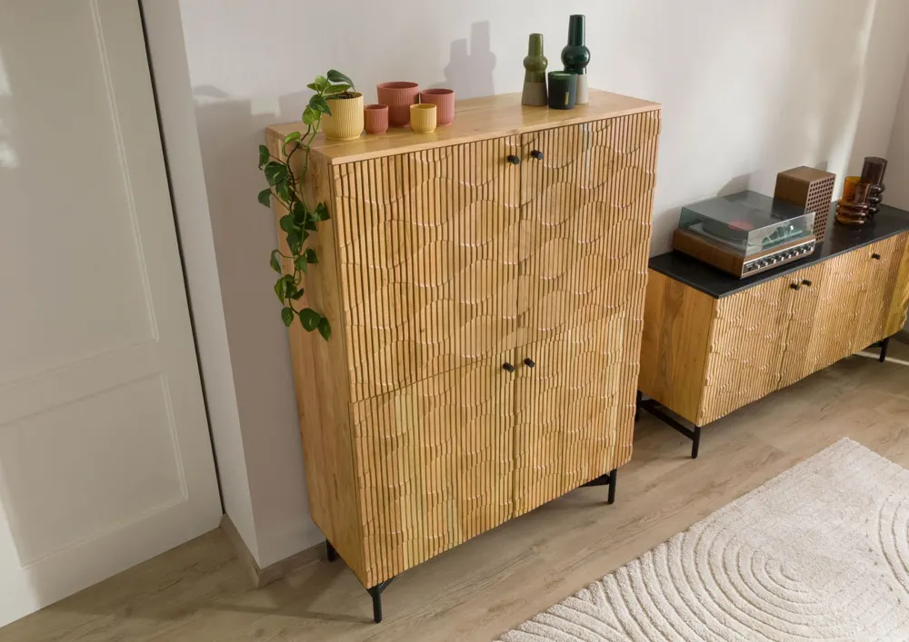 Massivmoebel24 Highboard LONDON, Akazie natur lackiert 2