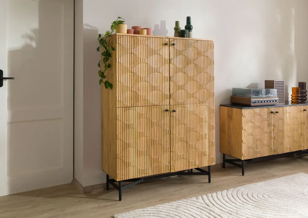 Massivmoebel24 Highboard LONDON, Akazie natur lackiert 3