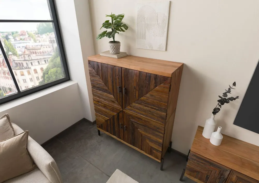 Massivmoebel24 Highboard LYON, Akazie Altholz natur 2