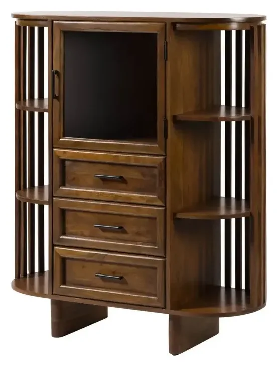 Massivmoebel24 Highboard MADRID, Akazie natur lackiert