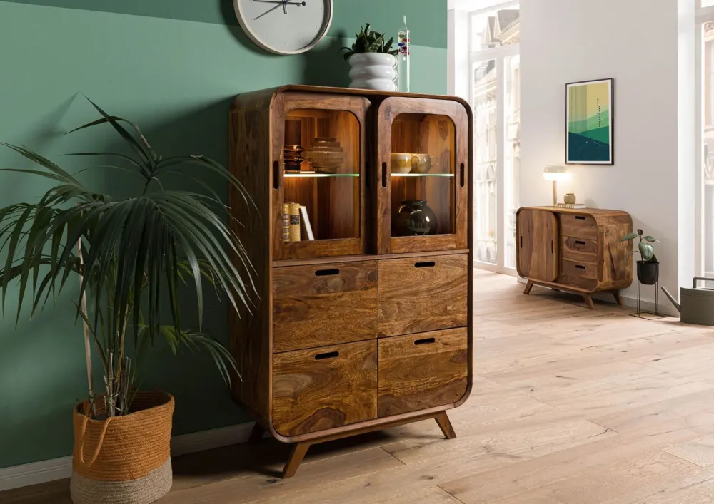 Massivmoebel24 Highboard MAILAND, Sheesham hellbraun 3