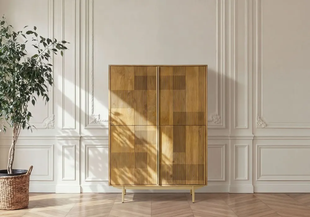 Massivmoebel24 Highboard MIAMI, Mango hellbraun geölt