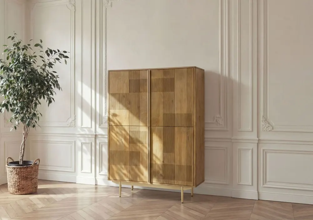 Massivmoebel24 Highboard MIAMI, Mango hellbraun geölt 2