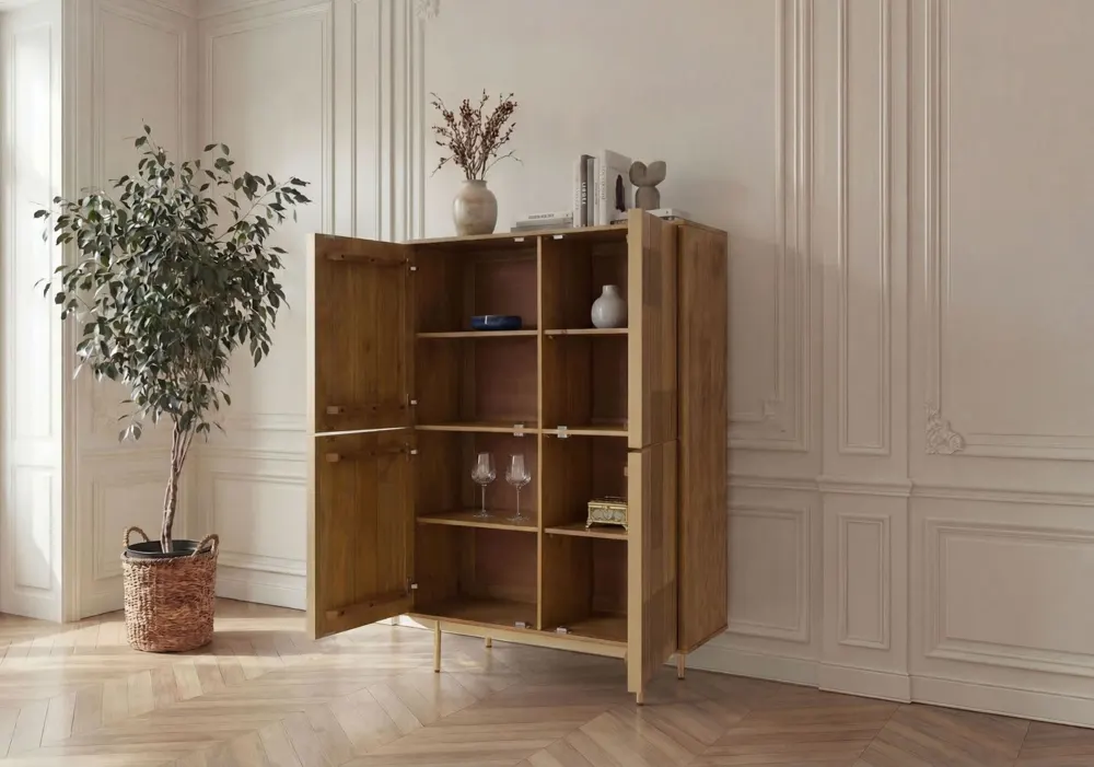 Massivmoebel24 Highboard MIAMI, Mango hellbraun geölt 3