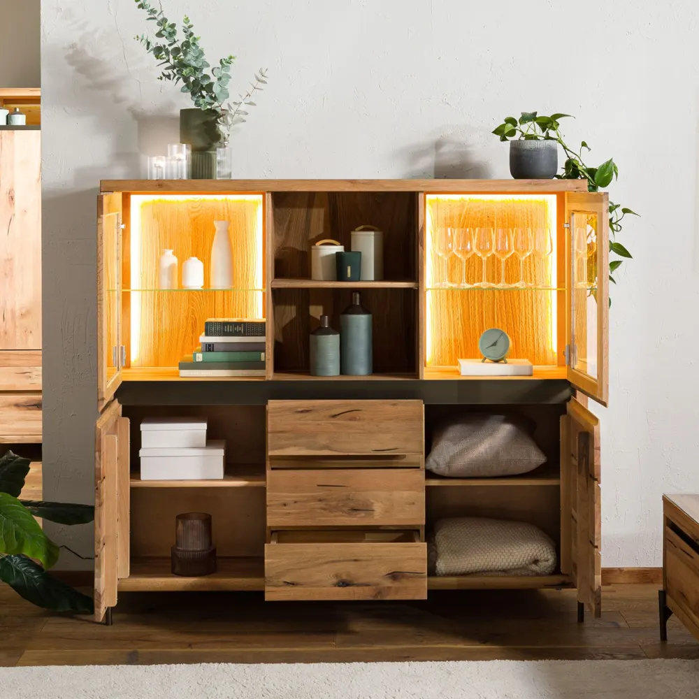 Massivmoebel24 Highboard MONTREUX LUX, Eiche natur geölt 3
