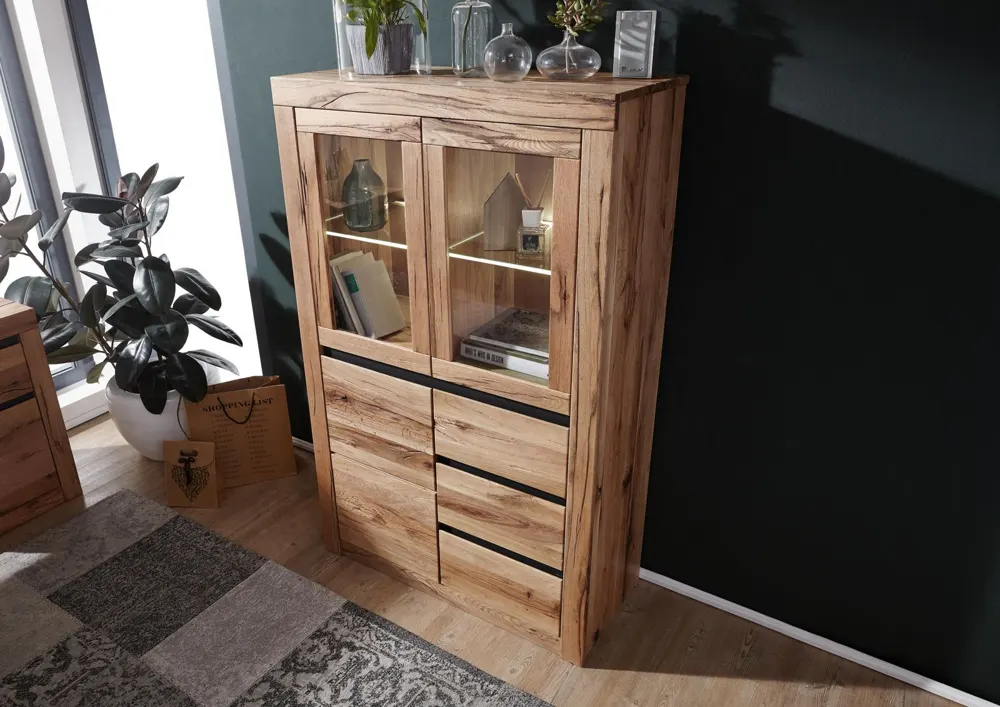 Massivmoebel24 Highboard MONTREUX, Wild-/Zerreiche geölt 2
