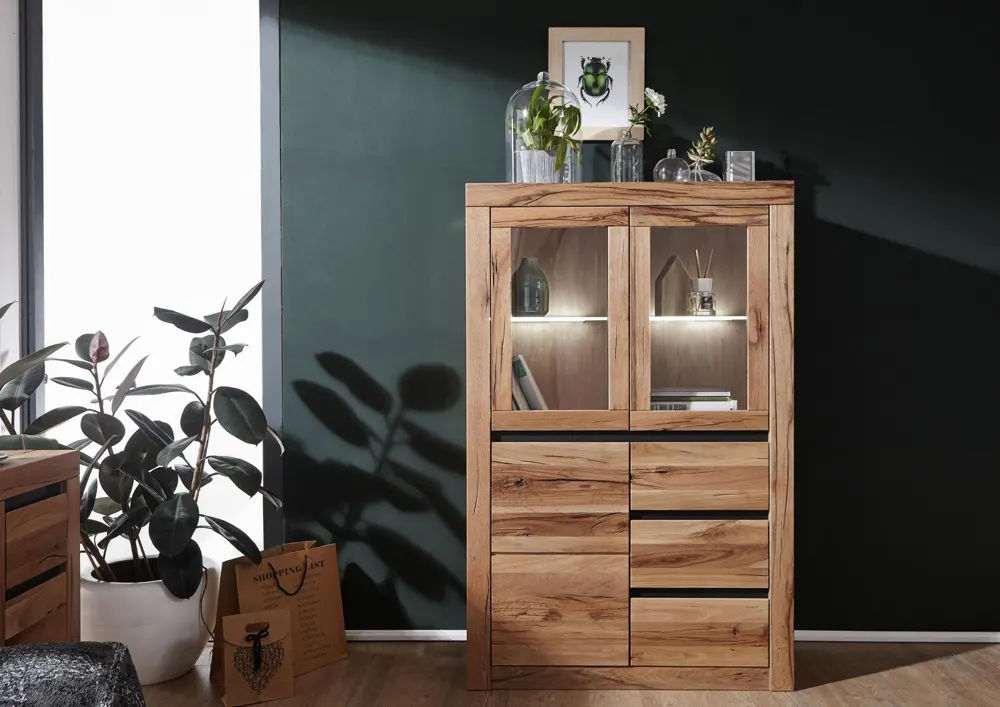 Massivmoebel24 Highboard MONTREUX, Wild-/Zerreiche geölt 3
