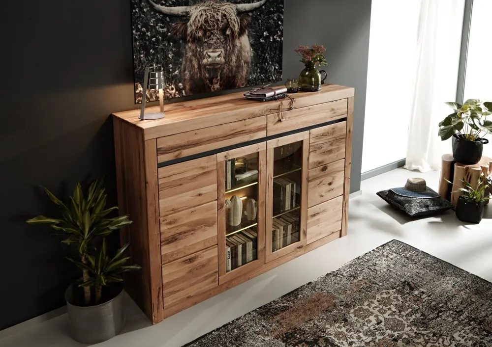 Massivmoebel24 Highboard MONTREUX, Wildeiche natur geölt 2