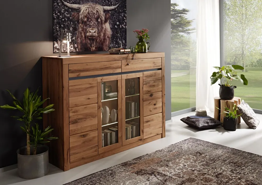 Massivmoebel24 Highboard MONTREUX, Wildeiche natur geölt 3