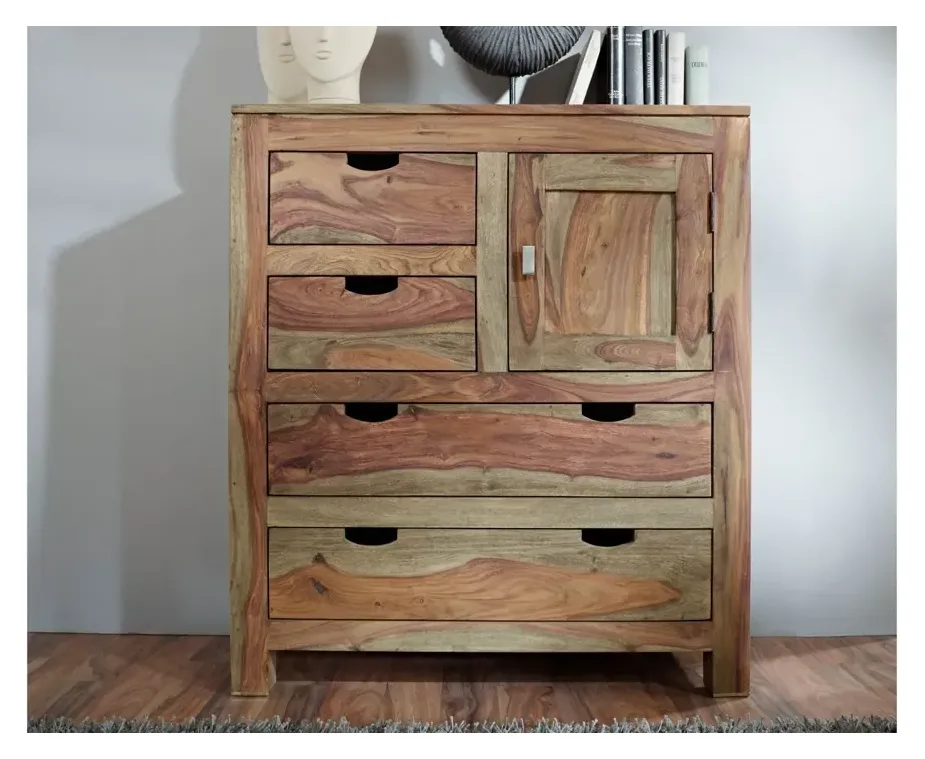 Massivmoebel24 Highboard NATURE GREY, Sheesham grau geölt 2