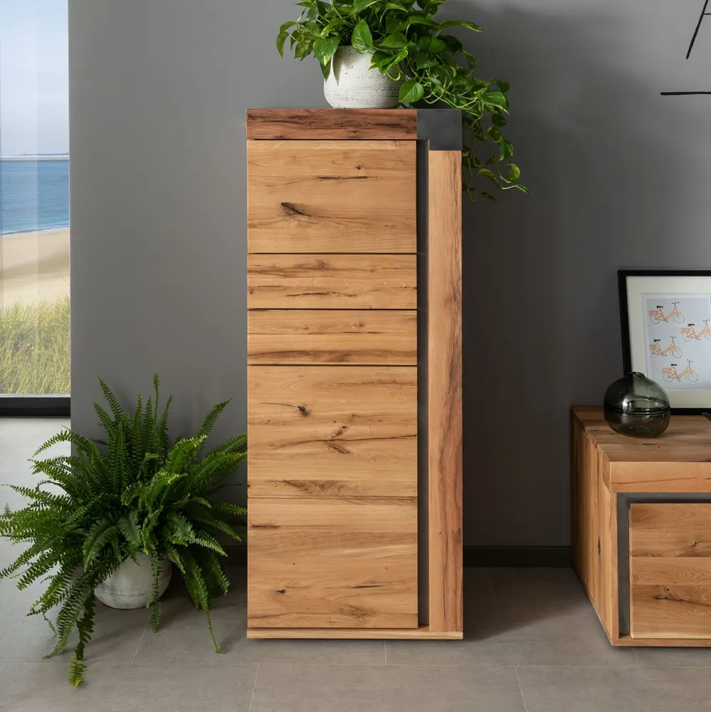 Massivmoebel24 Highboard NEW AMSTERDAM, Wildeiche geölt