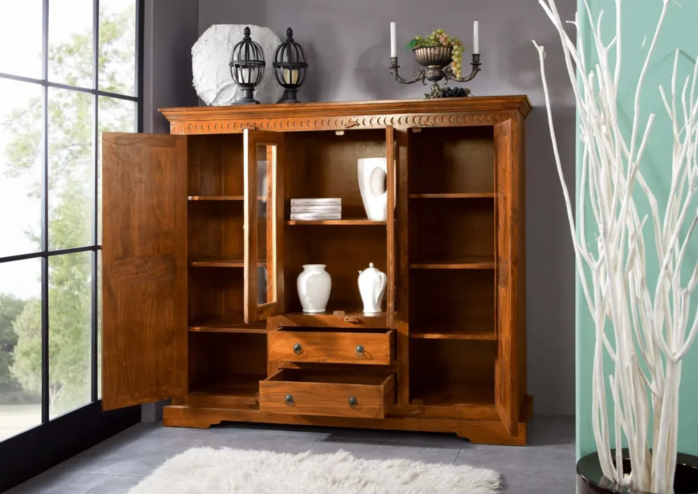Massivmoebel24 Highboard OXFORD, Akazie honig lackiert 2