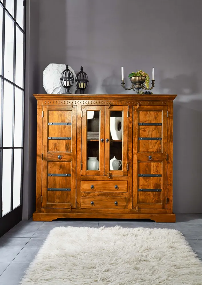 Massivmoebel24 Highboard OXFORD, Akazie honig lackiert 3