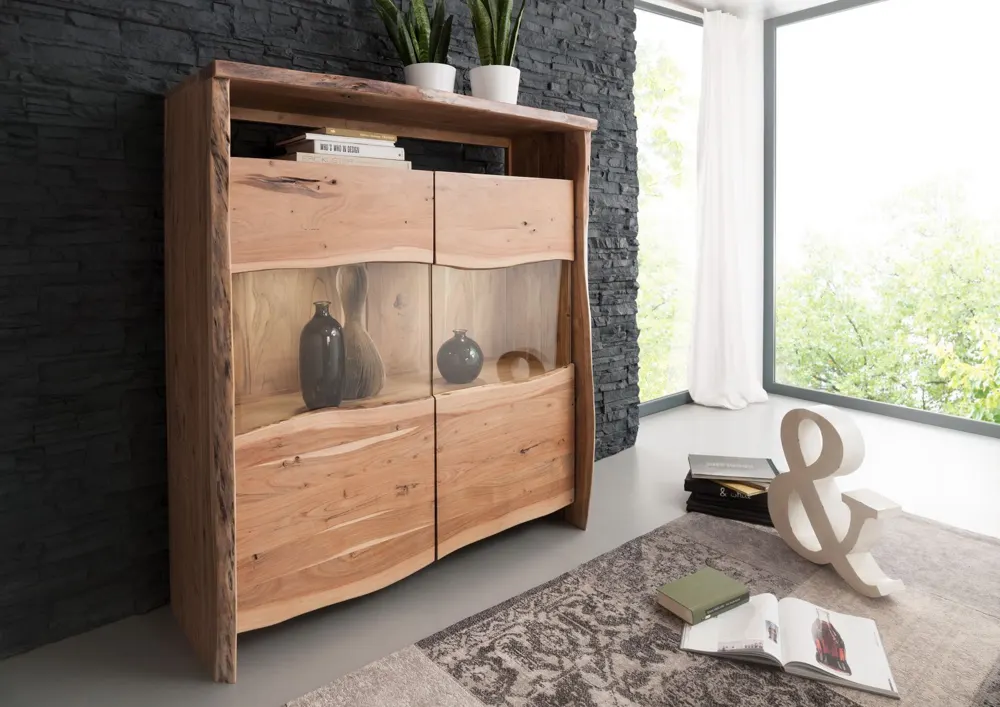 Massivmoebel24 Highboard PURE ACACIA, Akazie natur lackiert