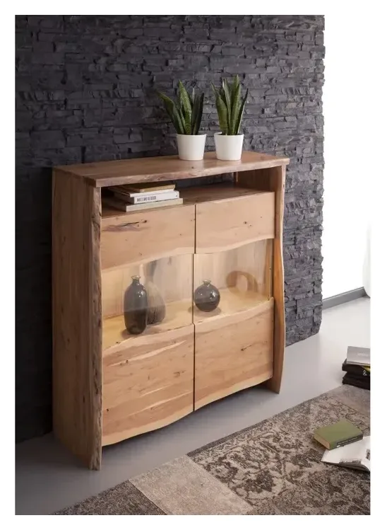 Massivmoebel24 Highboard PURE ACACIA, Akazie natur lackiert 2