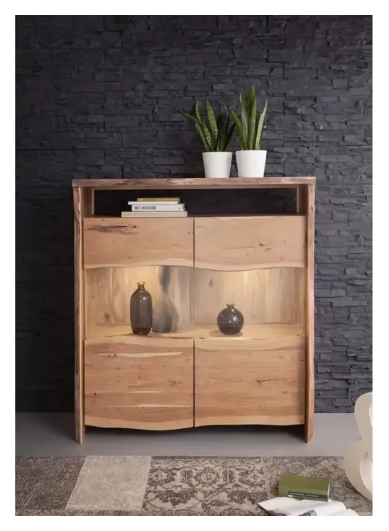 Massivmoebel24 Highboard PURE ACACIA, Akazie natur lackiert 3