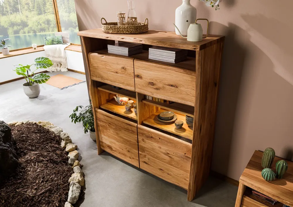 Massivmoebel24 Highboard PURE OAK, Wildeiche natur geölt 2