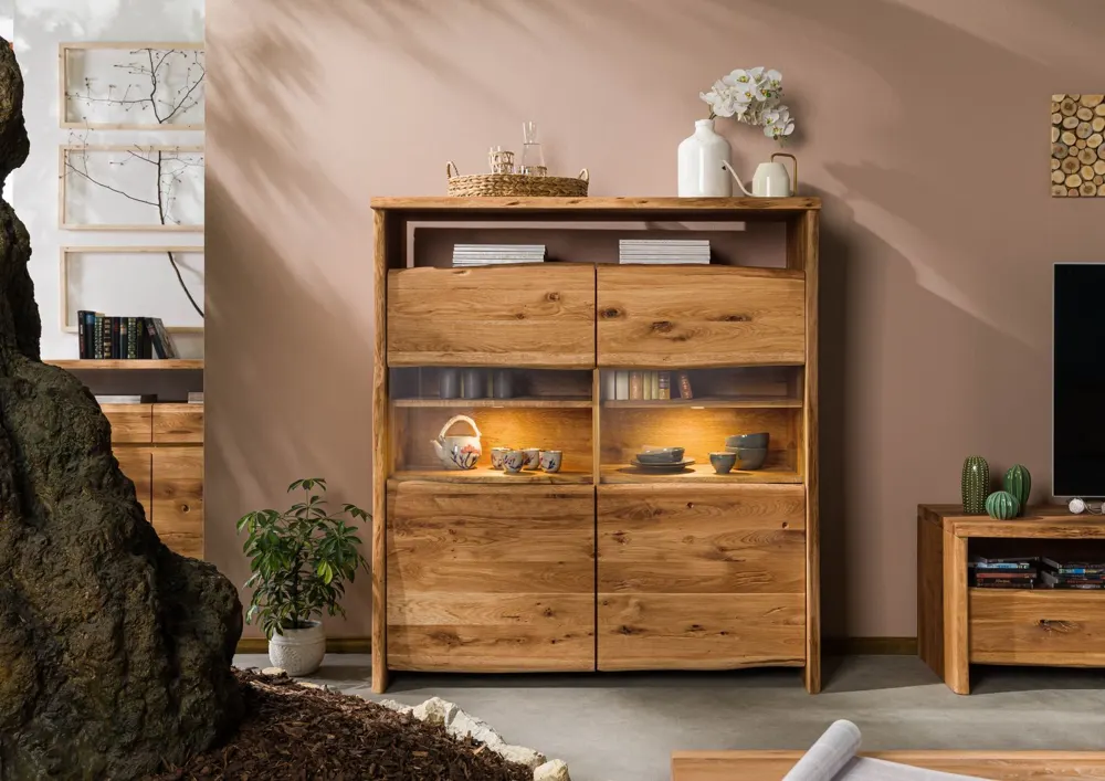 Massivmoebel24 Highboard PURE OAK, Wildeiche natur geölt 3