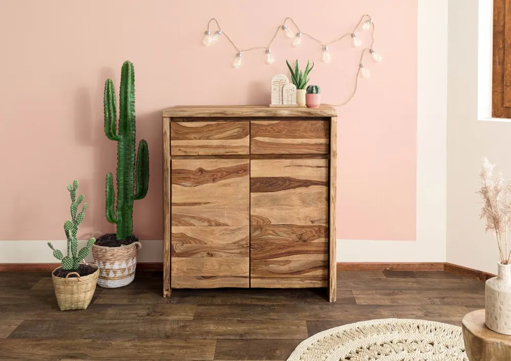 Massivmoebel24 Highboard PURE SHEESHAM, Sheesham natur