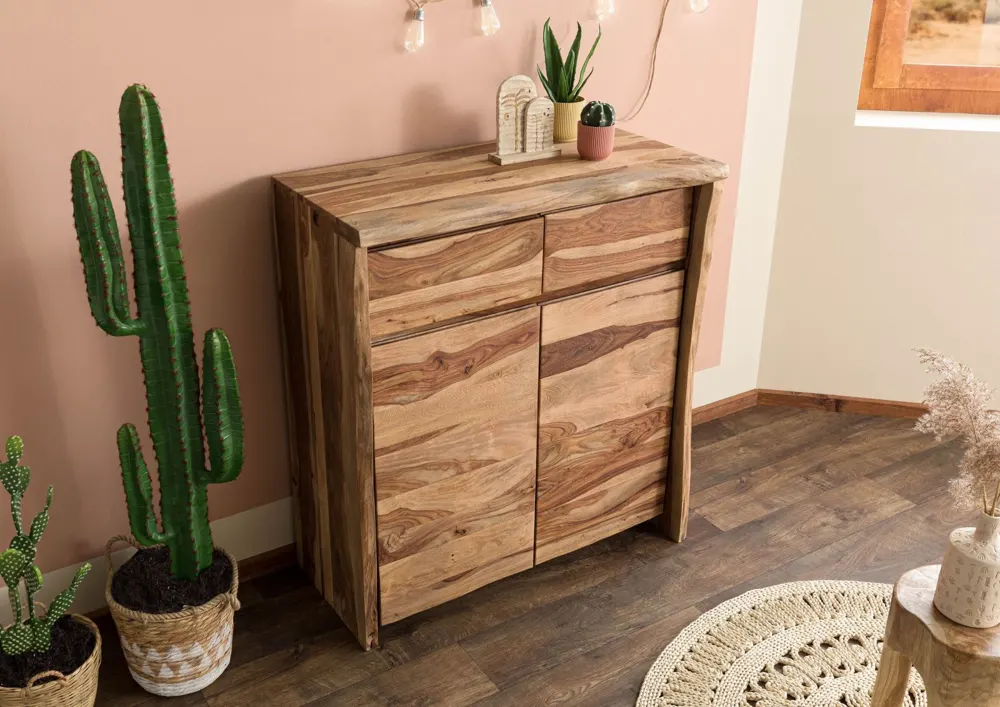 Massivmoebel24 Highboard PURE SHEESHAM, Sheesham natur 2