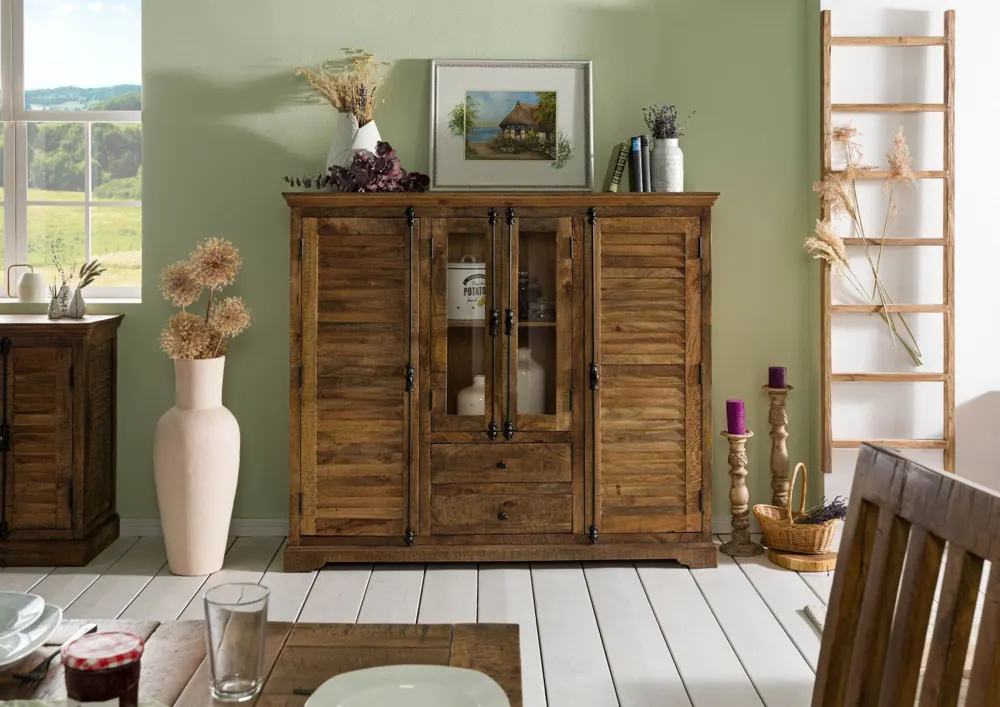 Massivmoebel24 Highboard RODEZ, Mango dunkelbraun