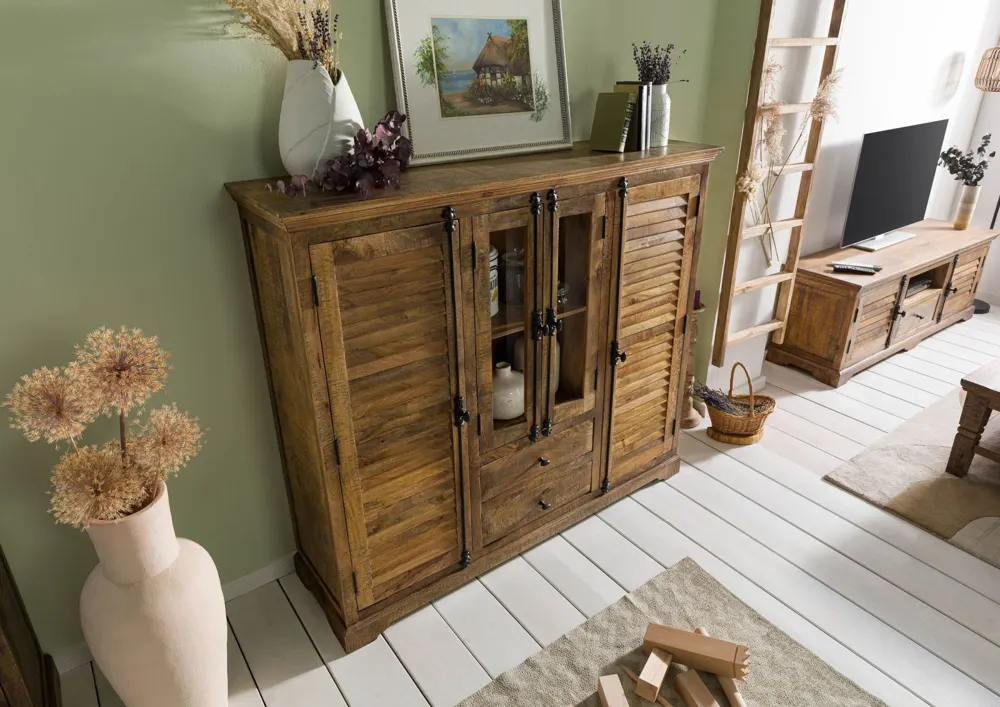 Massivmoebel24 Highboard RODEZ, Mango dunkelbraun 2