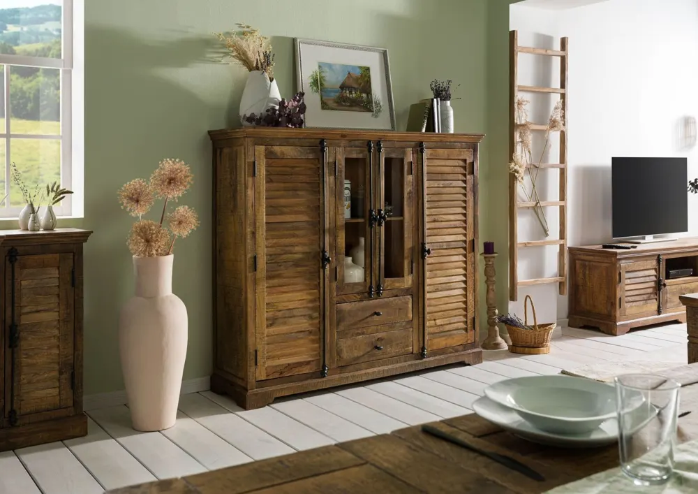 Massivmoebel24 Highboard RODEZ, Mango dunkelbraun 3