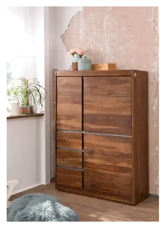 Massivmoebel24 Highboard SYDNEY, Sheesham noble unique