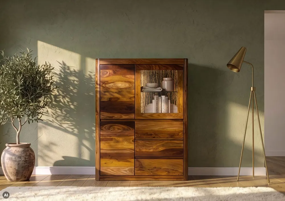 Massivmoebel24 Highboard TORONTO LUX, Sheesham walnuss