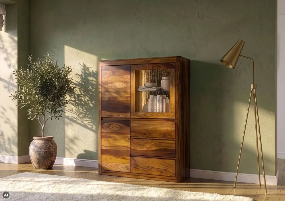 Massivmoebel24 Highboard TORONTO LUX, Sheesham walnuss 2