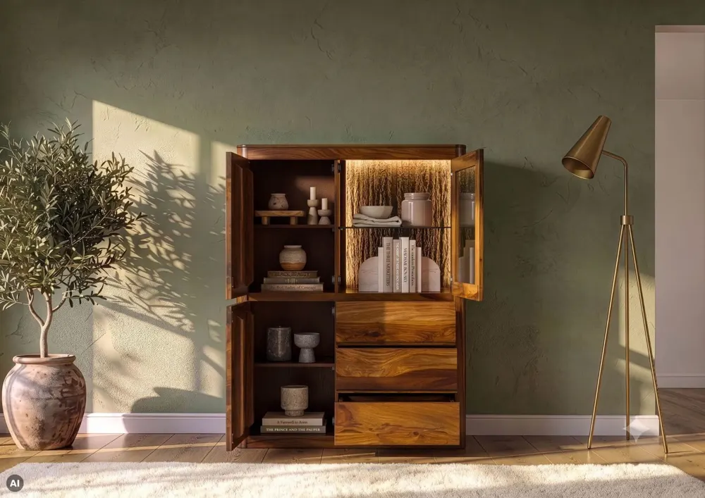 Massivmoebel24 Highboard TORONTO LUX, Sheesham walnuss 3