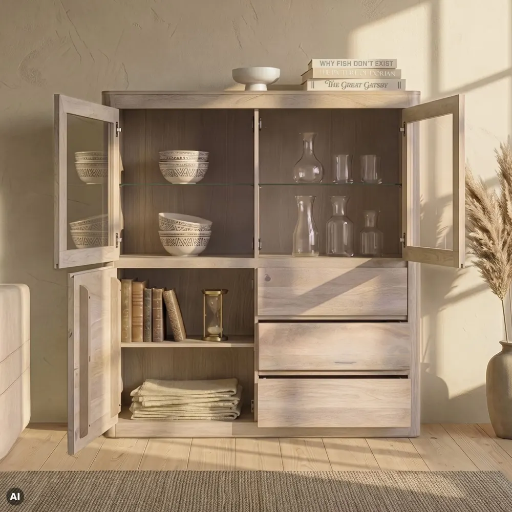 Massivmoebel24 Highboard TORONTO, Mango weiß lackiert 3