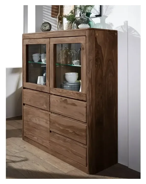 Massivmoebel24 Highboard TORONTO, Sheesham rot-braun 2