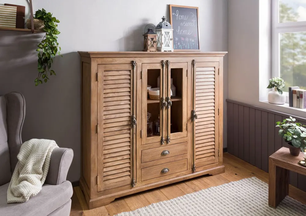Massivmoebel24 Highboard TOULOUSE, Mango beige geölt 3