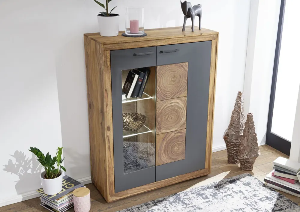 Massivmoebel24 Highboard TURIN, Sheesham gebeizt 2