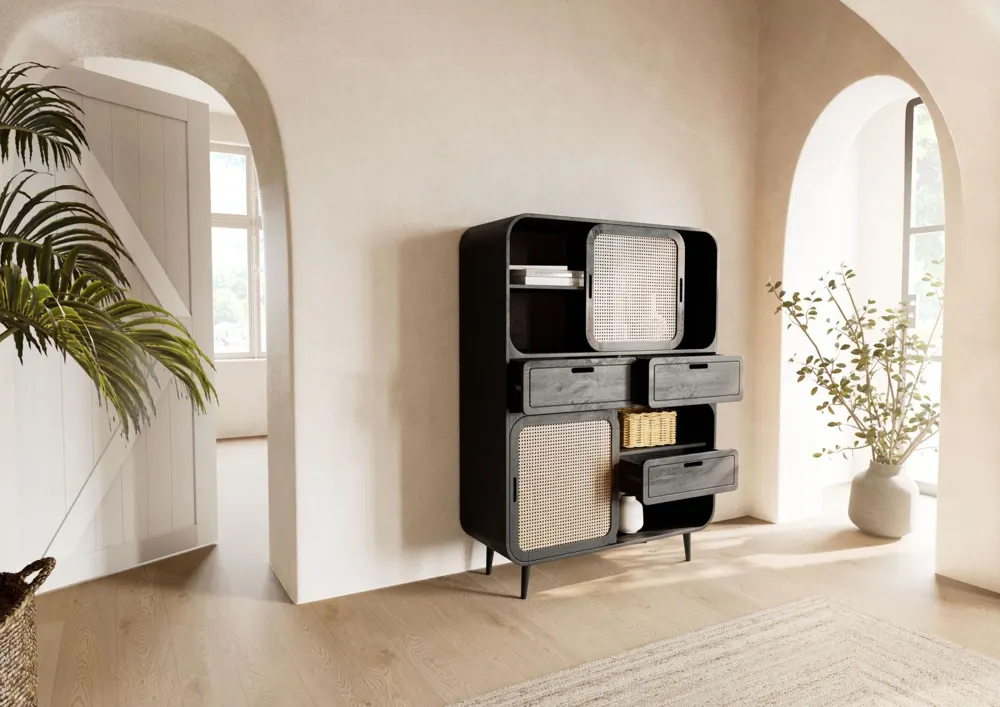 Massivmoebel24 Highboard VALENCIA, Mango dunkelgrau lackiert 3
