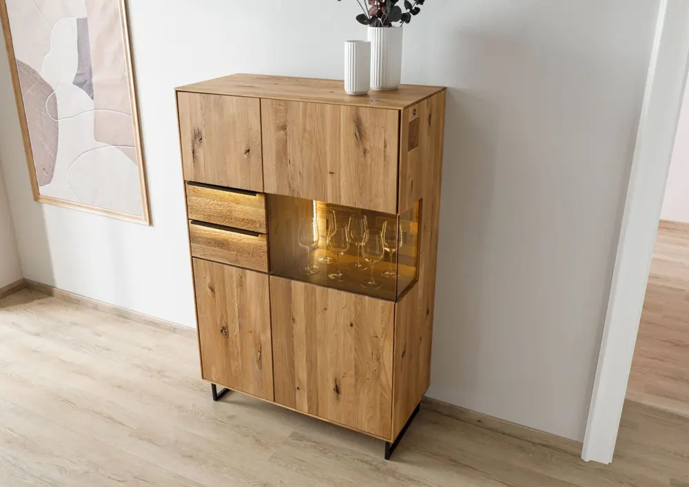Massivmoebel24 Highboard WIEN, Wildeiche natur geölt 3