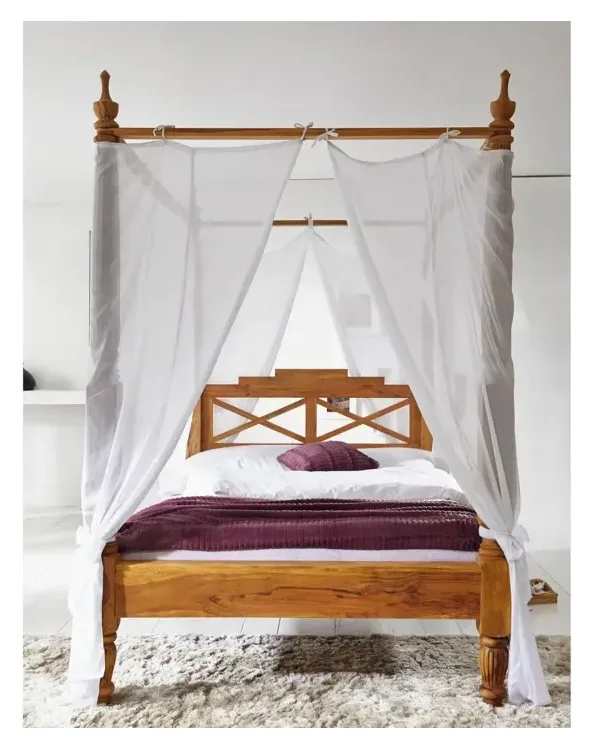 Massivmoebel24 Himmelbett NATURE BROWN, Sheesham braun geölt 2