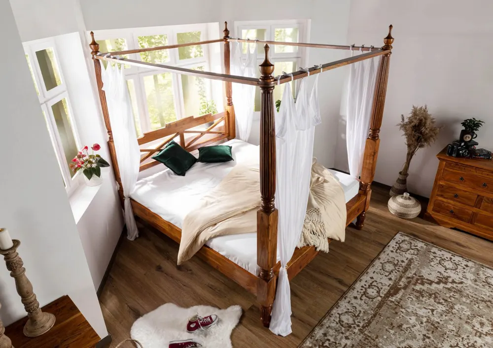 Massivmoebel24 Himmelbett OXFORD, Akazie honig lackiert 2