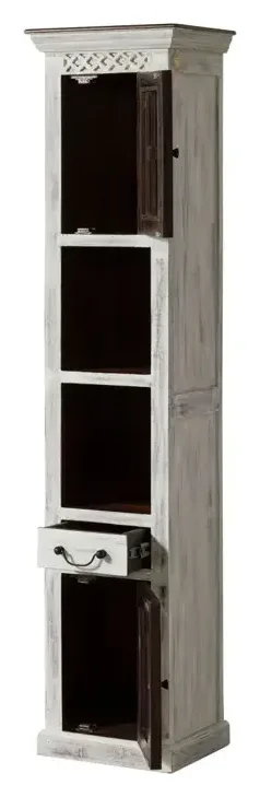 Massivmoebel24 Hochschrank CASTLE-ANTIK, Mango weiß gewachst 2