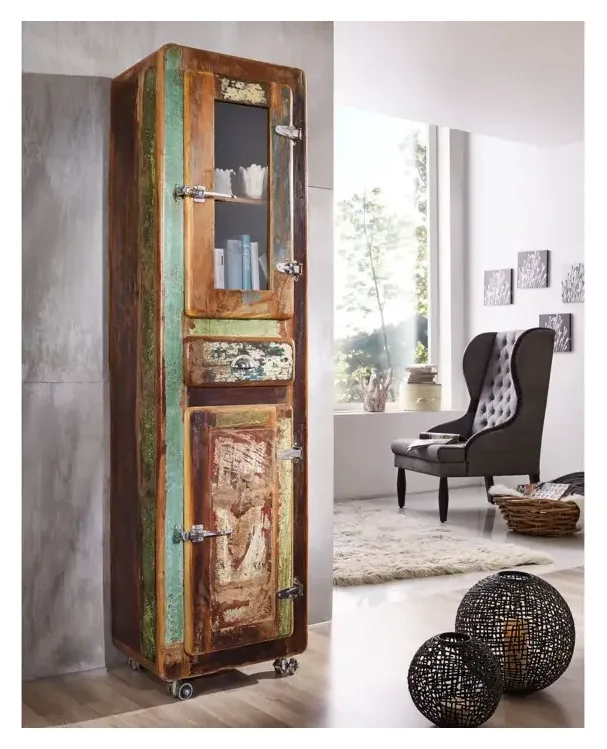 Massivmoebel24 Hochschrank FREEZY, Altholz mehrfarbig
