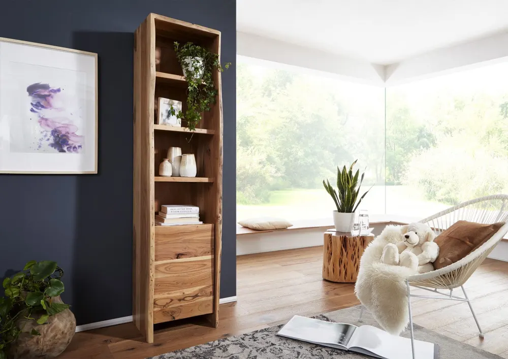 Massivmoebel24 Hochschrank PURE ACACIA, Akazie natur