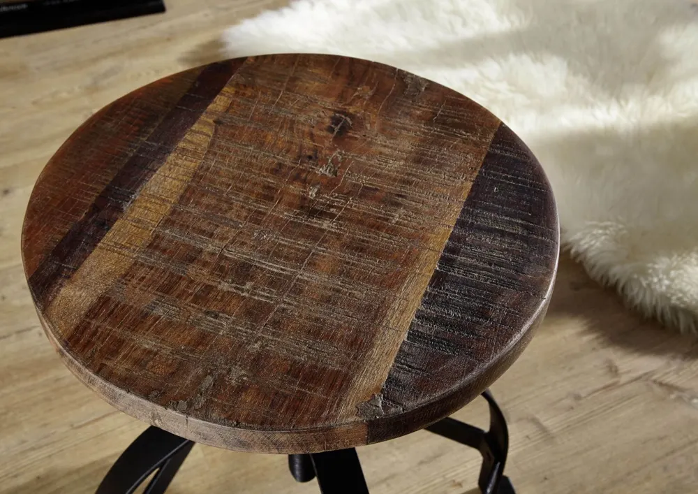 Massivmoebel24 Hocker INDUSTRIAL #03, Mangoholz mehrfarbig 2