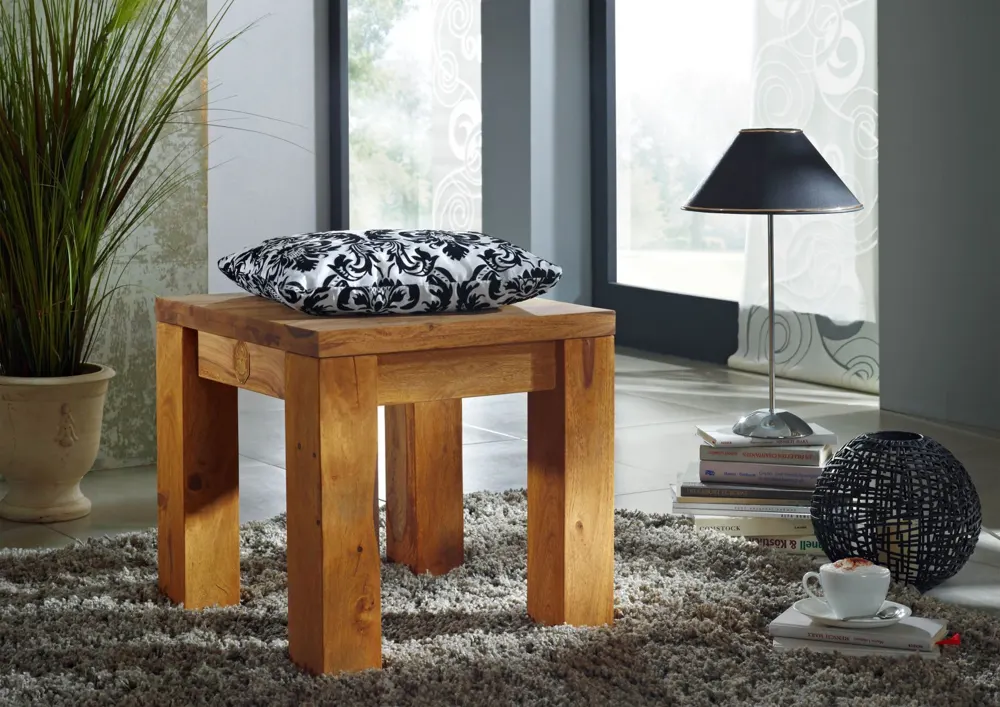 Massivmoebel24 Hocker NATURE BROWN, Sheesham braun geölt