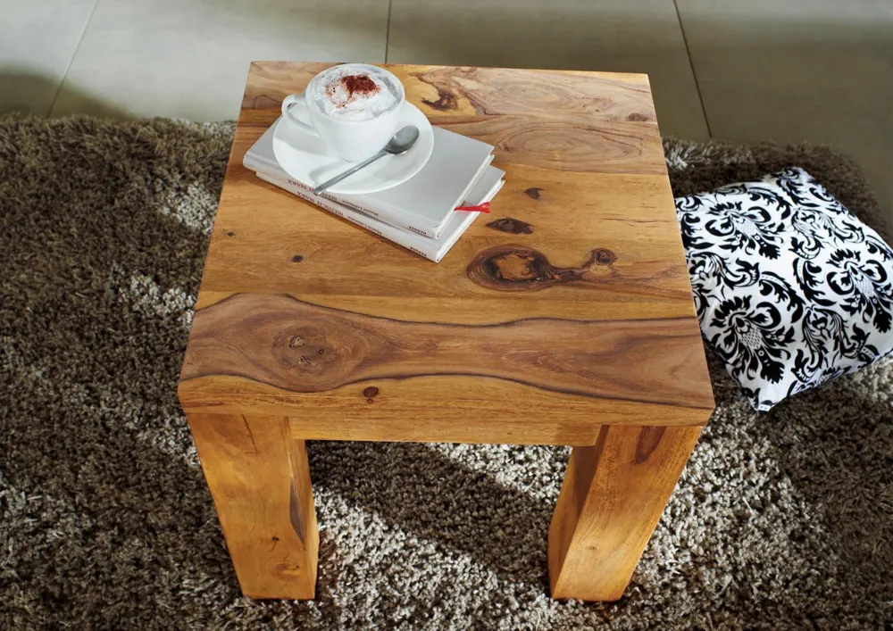 Massivmoebel24 Hocker NATURE BROWN, Sheesham braun geölt 2