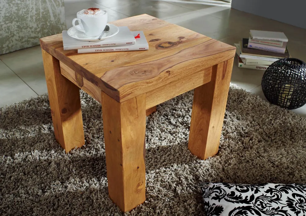 Massivmoebel24 Hocker NATURE BROWN, Sheesham braun geölt 3